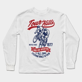 Tour De Hills. For the hipster cycling fanatic and hill climb lover. Long Sleeve T-Shirt